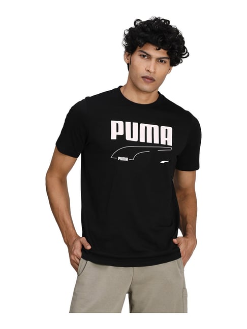 Puma Black Cotton Regular Fit T-Shirt