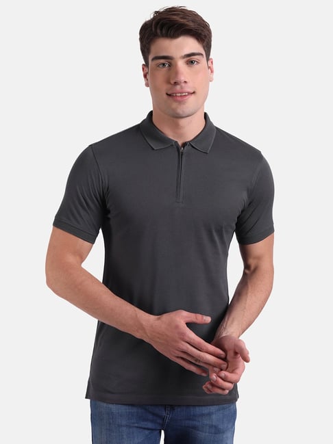 Buy United Colors of Benetton Dark Grey Polo T-Shirt for Men's