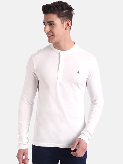 United Colors of Benetton Off White Henley T-Shirt