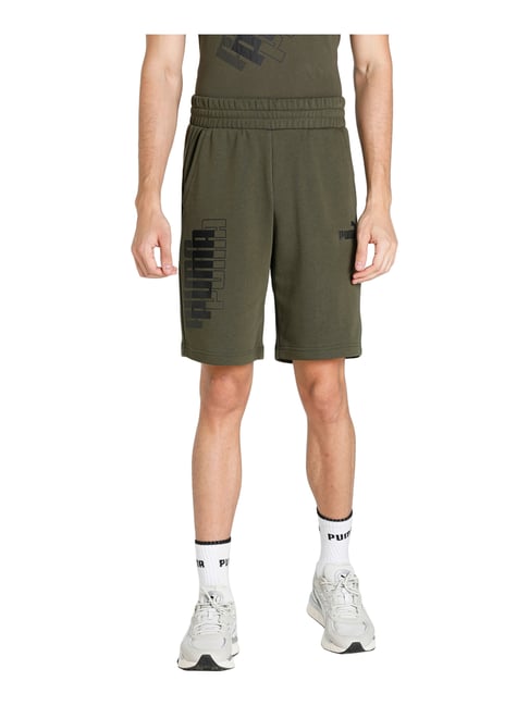 Puma Green Cotton Printed Regular Fit Shorts