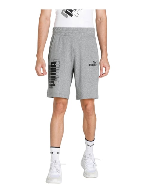 Puma Grey Cotton Printed Regular Fit Shorts