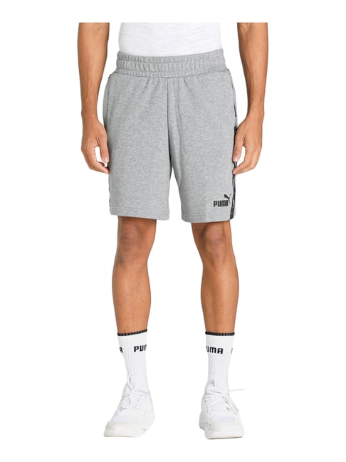 Puma Grey Cotton Logo Printed Regular Fit Shorts