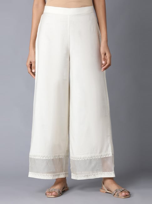 Buy W White Regular Fit Pants for Women Online Tata CLiQ