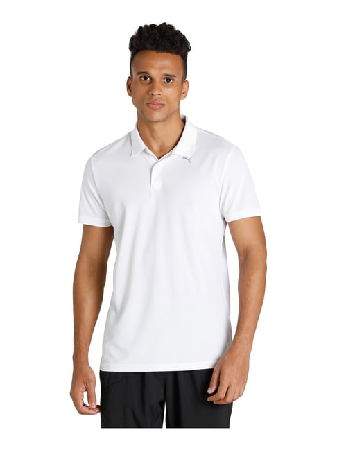 Puma White Regular Fit Polo T-Shirt-Puma-Apparel-TATA CLIQ