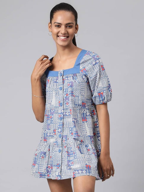 Fabindia Dark Blue Cotton Dress Price in India