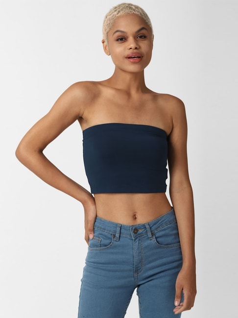Forever 21 Navy Regular Fit Tube Top Price in India