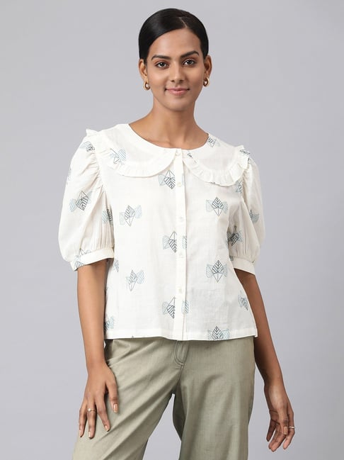 Buy Fabindia White Cotton Printed Top for Women Online @ Tata CLiQ