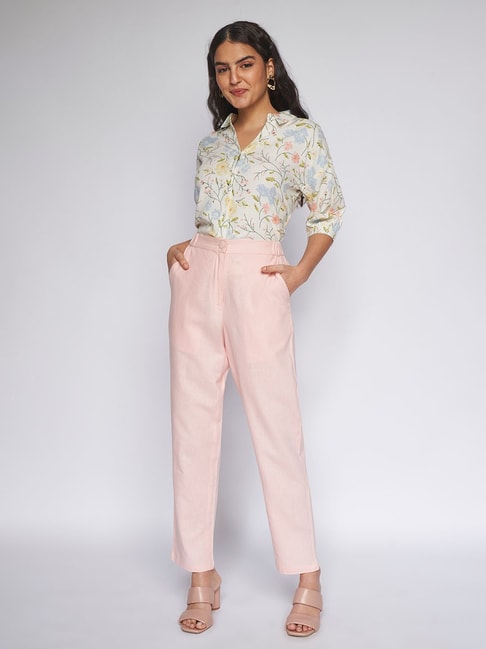 Buy Jaipur Kurti Blush Pink Mid Rise Pants for Women Online @ Tata CLiQ