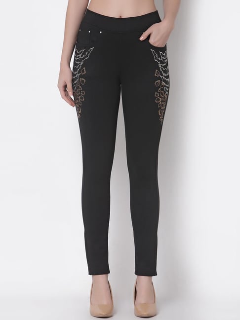 Geo Print Skinny Leggings Elegant High Waist Split Leggings - Temu