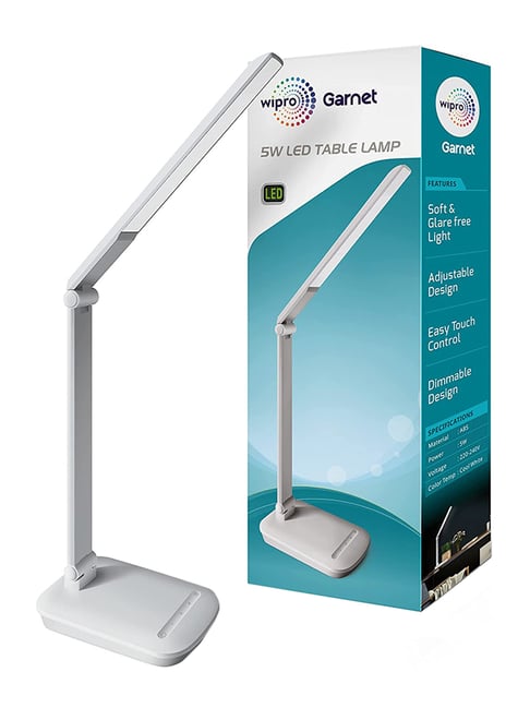 Wipro Garnet 5W Rechargeable LED Table Lamp (D920465, White)