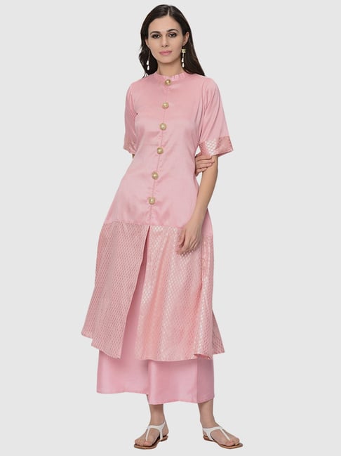 Ziyaa Pink Printed A Line Kurta