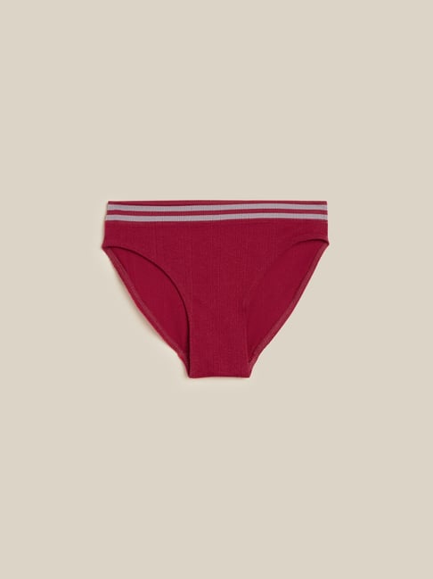 Superstar by Westside Red Seamfree Ribbed Bikini Briefs Price in India