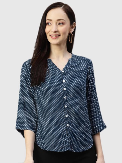Ayaany Blue Printed Shirt Price in India