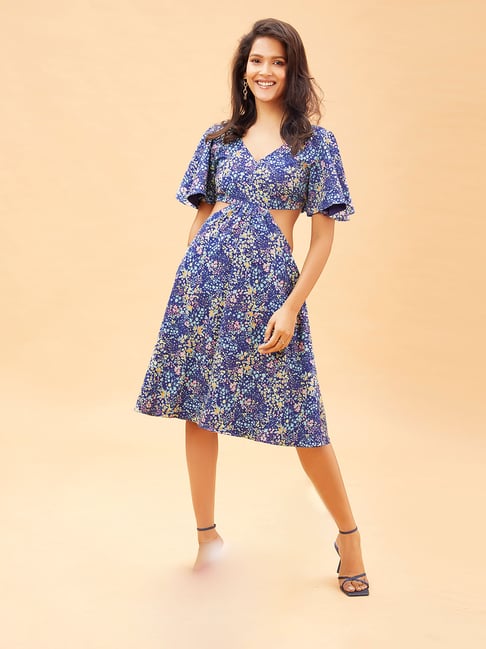 Poppi Multicolor Knee Length Dress Price in India