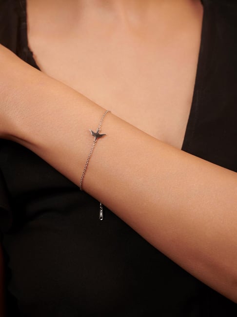 Curio Cottage The Bird of Paradise Rhodium-Plated 925 Silver Bracelet for Women