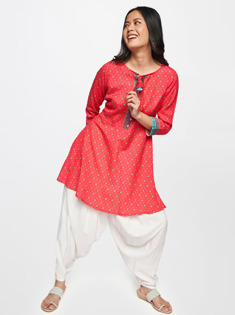 Global Desi Red Printed Tunic