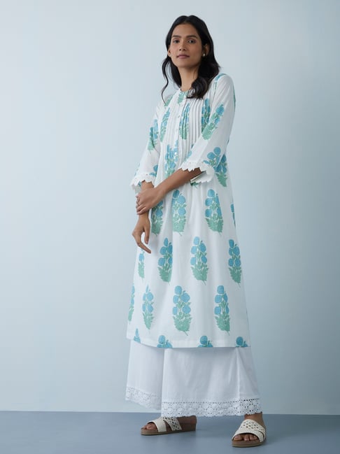 Utsa by Westside White Floral-Printed A-Line Kurta Price in India