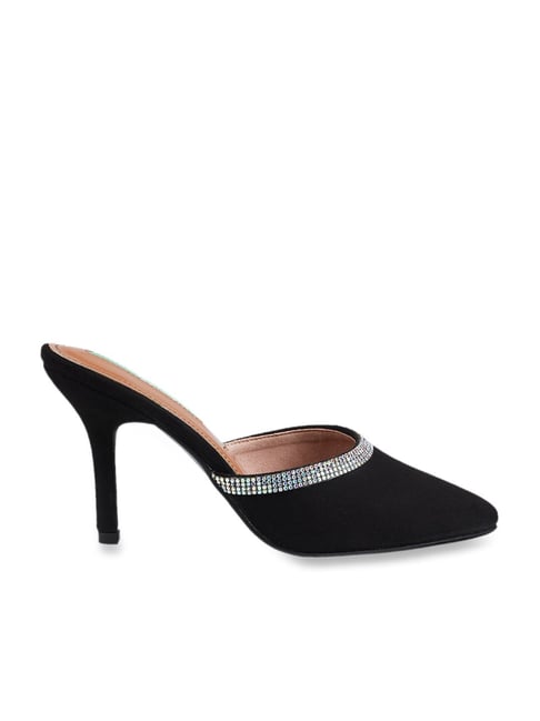 Black open toe online mule heel