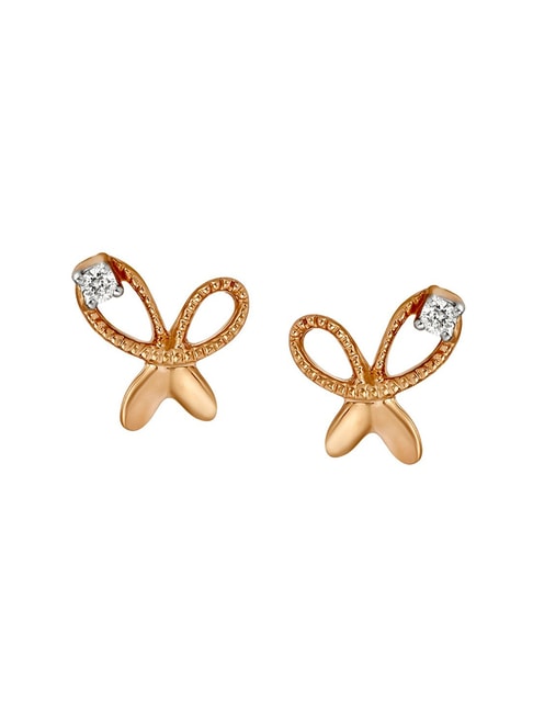 Mia by Tanishq 14k 585 Yellow Gold and Diamond Stud Earrings for Women   Amazonin Fashion