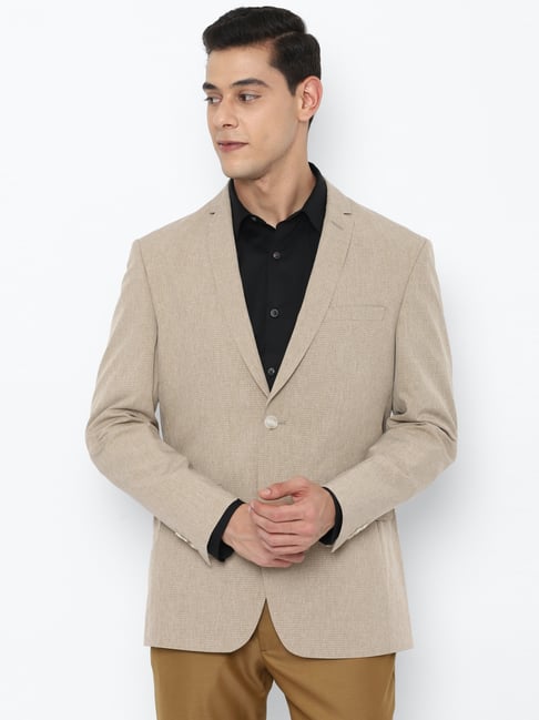 Buy Allen Solly Beige Slim Fit Checks Blazer for Mens Online