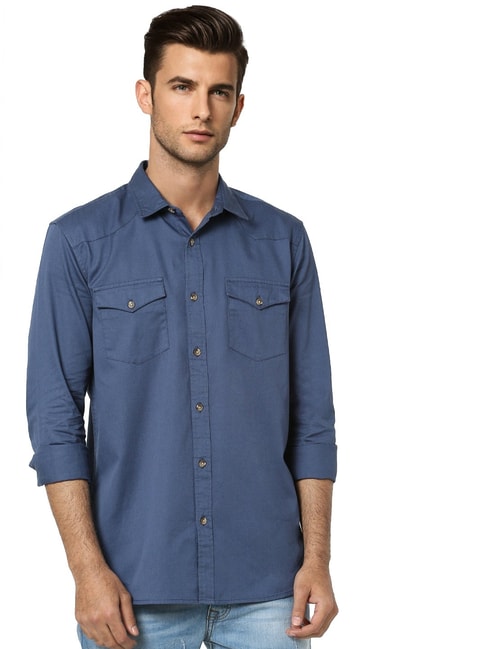 Buy Jack & Jones Indigo Regular Fit Shirt for Men Online @ Tata CLiQ