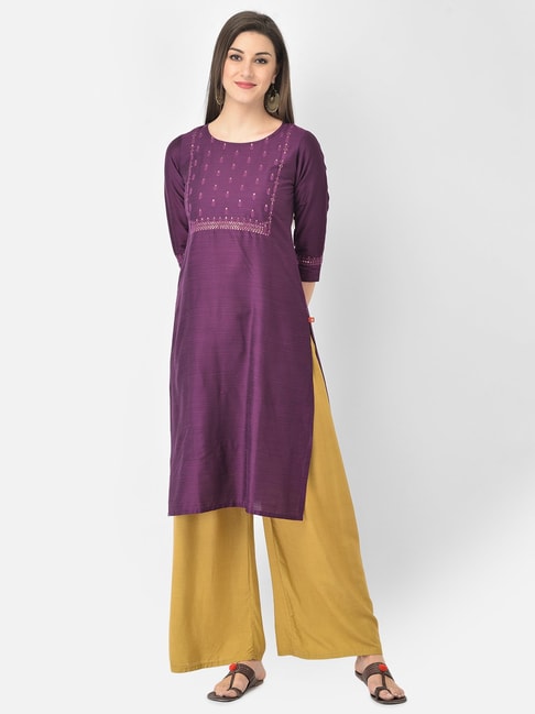 1513885: Casual Purple and Violet color Silk cotton fabric Kurti