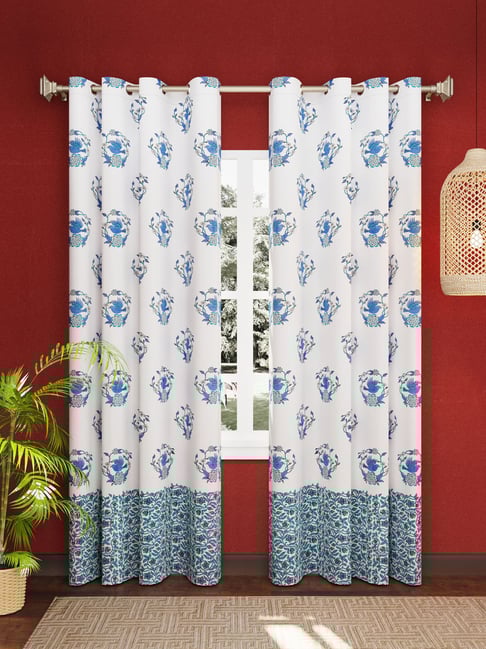 Living Roots Jaipuri Multicolor Cotton 7 ft Door Curtains - Set of 2