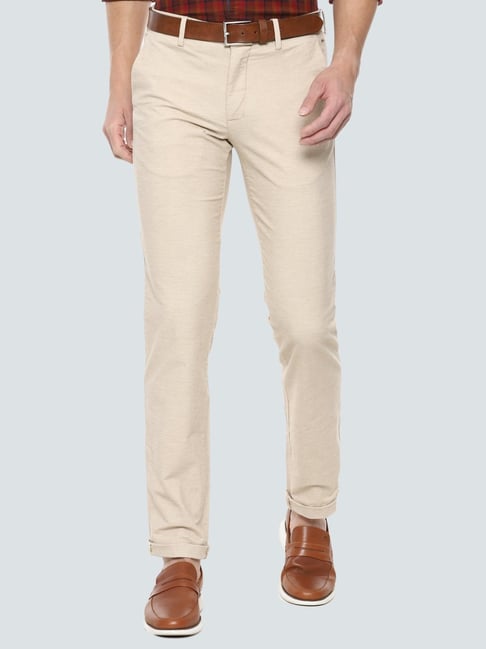 Buy Men Grey Slim Fit Textured Flat Front Formal Trousers Online - 695324 | Louis  Philippe