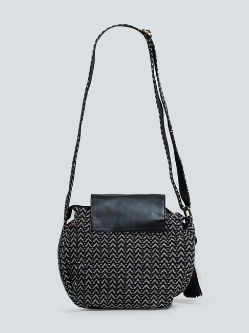 Buy Westside Black Chevron Embroidered Sling Bag Online at best price ...
