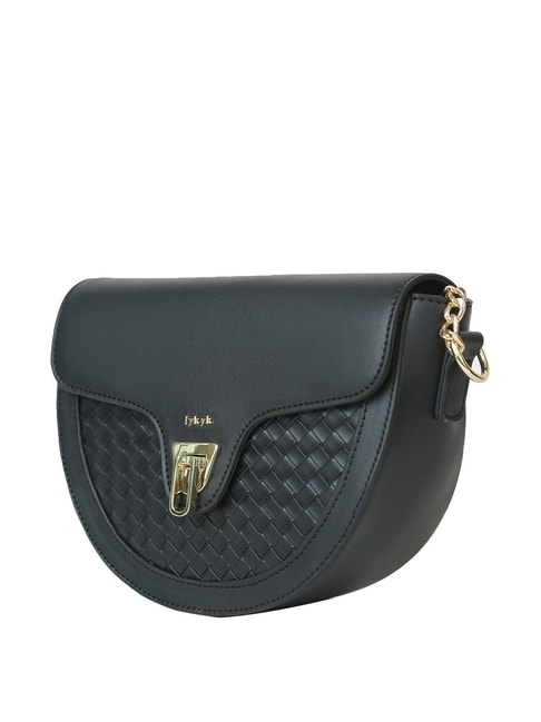 Buy IYKYK Black Textured Medium Sling Handbag Online At Best Price