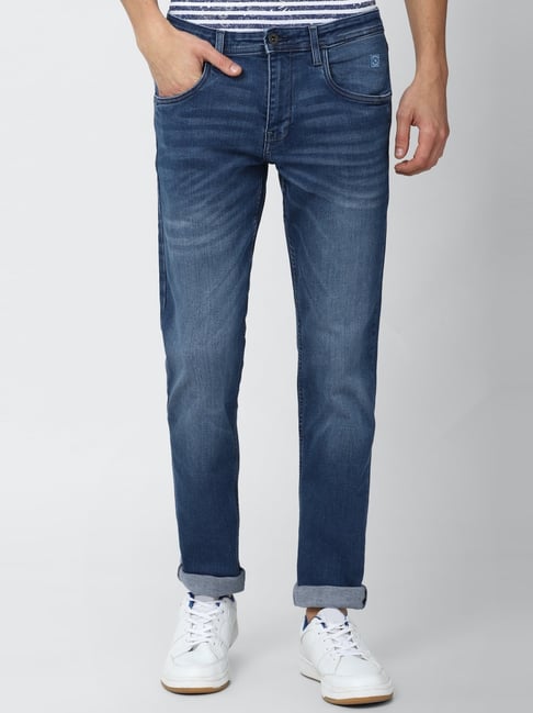 Van Heusen Blue Cotton Slim Fit Jeans