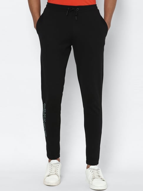 Allen Solly Black Regular Fit Printed Trackpants