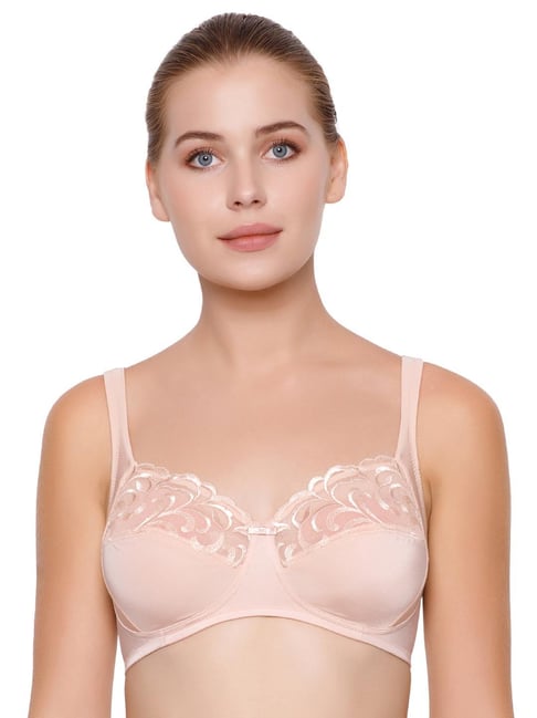 Triumph Beige Lace Work Non-Padded Front open Bra Price in India, Full  Specifications & Offers