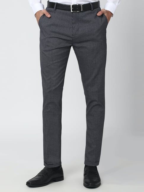 Buy Peter England Men Beige Solid Super Slim Fit Casual Trousers online