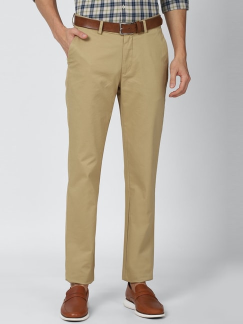 Buy Men Camel Brown Brooklyn Slim Fit Solid Regular Trousers online   Looksgudin