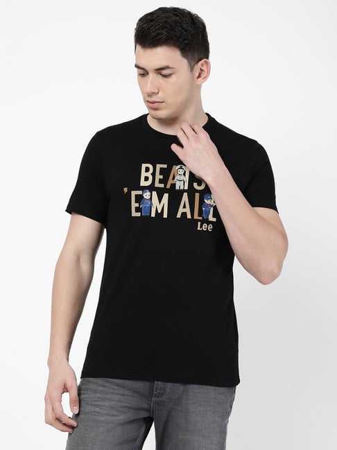 Lee Black Printed Crew Neck T-Shirt