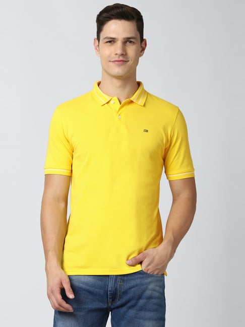 Peter England Yellow Regular Fit Polo T-Shirt