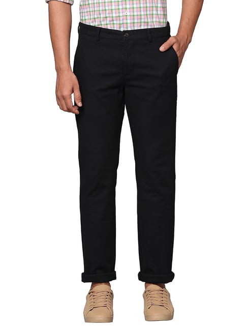 Park Avenue Black Regular Fit Flat Front Trousers