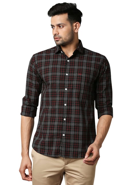 Park Avenue Black Slim Fit Check Shirt