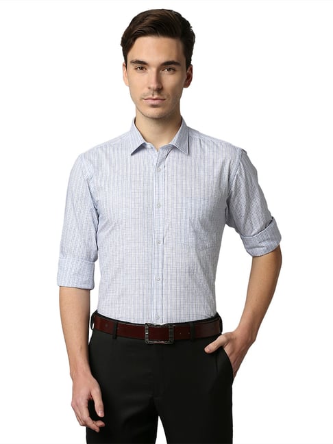 Park Avenue Blue Slim Fit Check Shirt