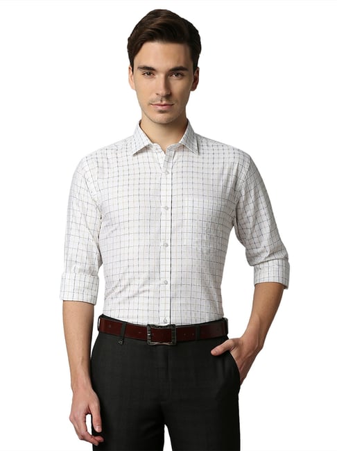 Park Avenue Yellow Slim Fit Check Shirt