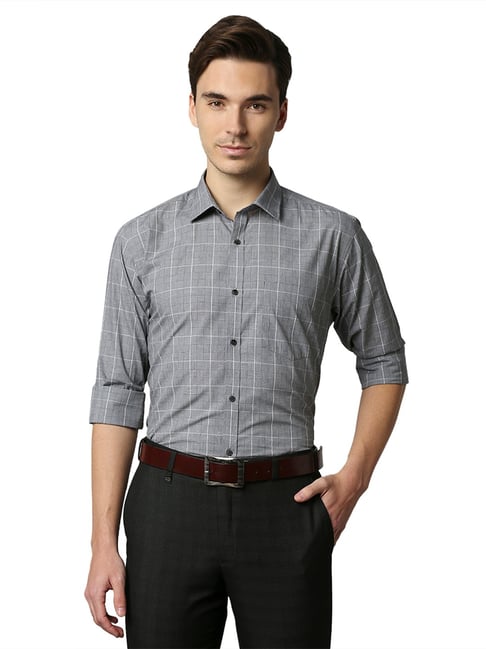 Park Avenue Grey Slim Fit Check Shirt