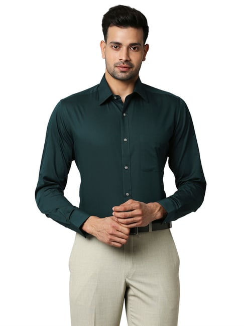 Buy Raymond Dark Green Slim Fit Self Design Shirt for Men's Online @ Tata  CLiQ