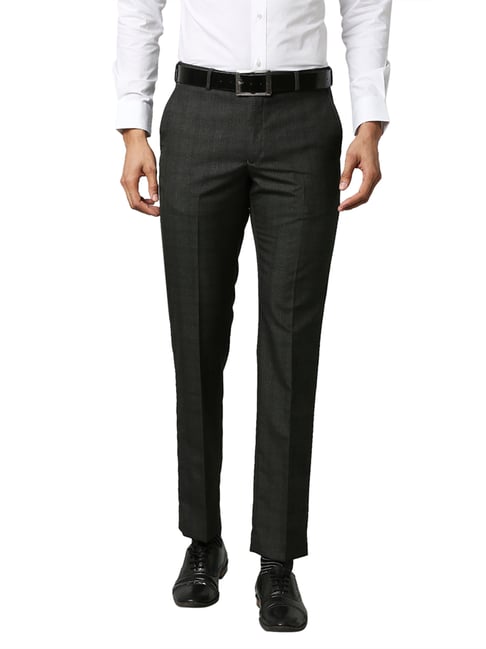 Park Avenue Black Regular Fit Flat Front Trousers