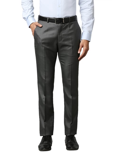 Raymond Grey Slim Fit Flat Front Trousers