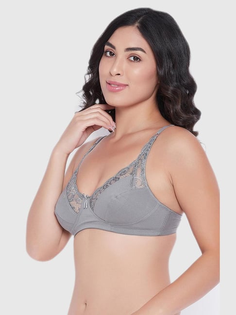 Clovia Grey Lace Non Padded Bra