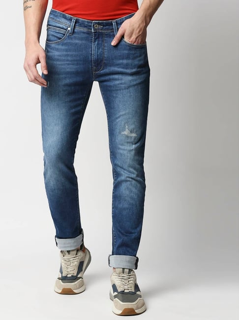 Pepe Jeans Mid Blue Lightly Washed Solid Jeans