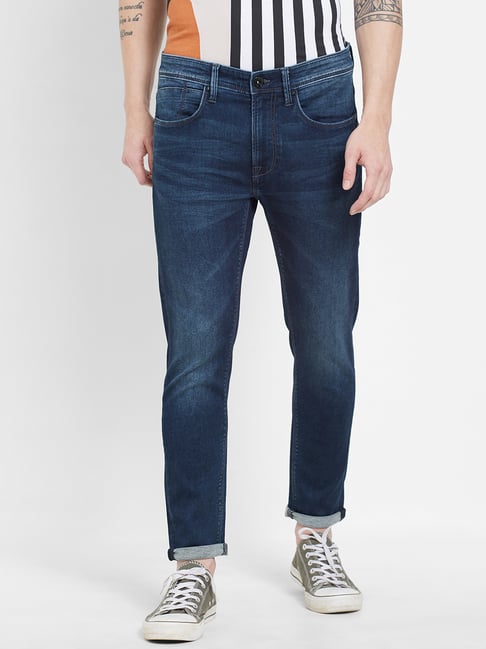 Pepe Jeans Dark Blue Regular Fit Mid Rise Solid Jeans