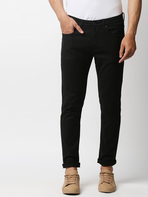 Pepe Jeans Black Mid Rise Solid Jeans