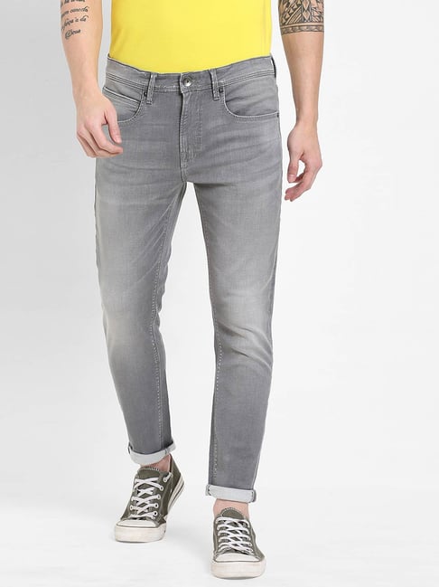 Pepe Jeans Grey Lightly Washed Solid Mid Rise Jeans